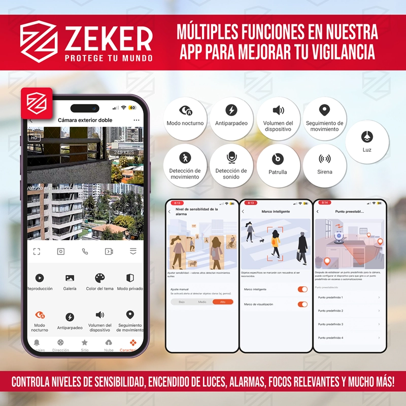 CAMARA DE SEGURIDAD DOMO ZEKER 4MP 2.4G WIFI IMPERMEABLE X3 - 6