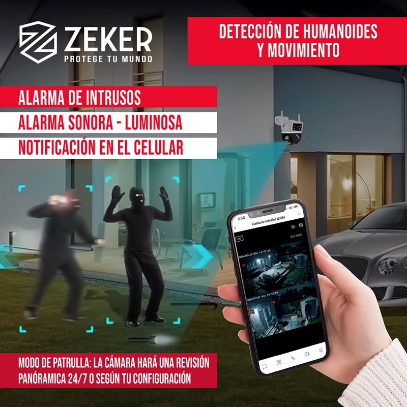 CAMARA DE SEGURIDAD DOMO ZEKER 4MP 2.4G WIFI IMPERMEABLE X3 - 8