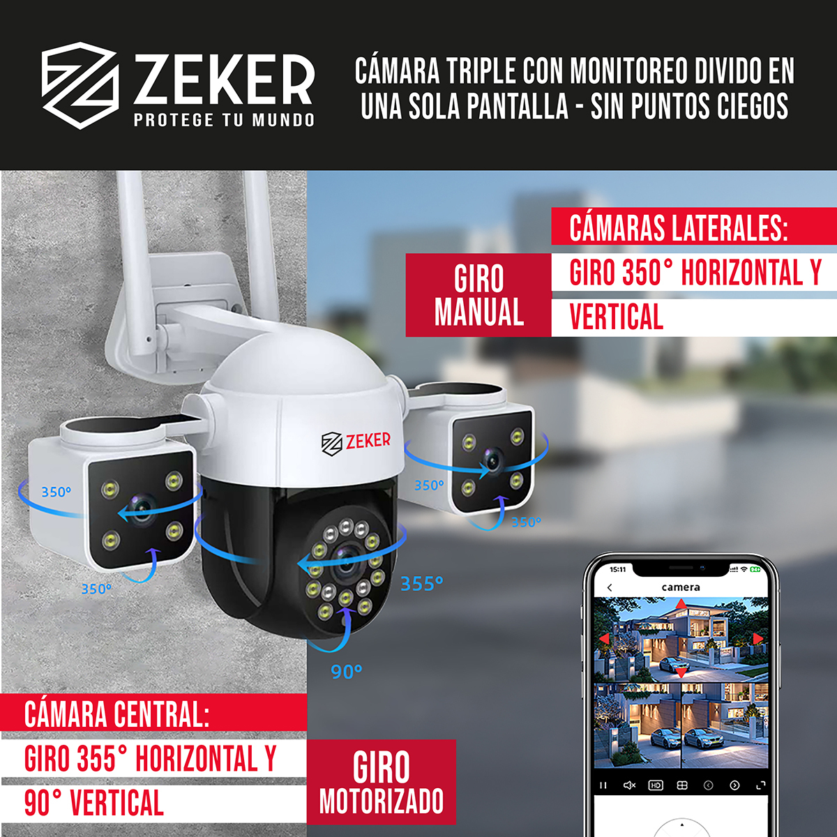 CAMARA DE SEGURIDAD HELICOPTER ZEKER 6MP 5G WIFI EXTERIOR - 3