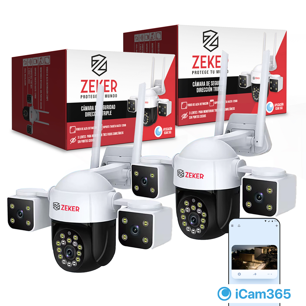 CAMARA DE SEGURIDAD HELICOPTER ZEKER 6MP 5G WIFI EXTERIOR X2 - 1