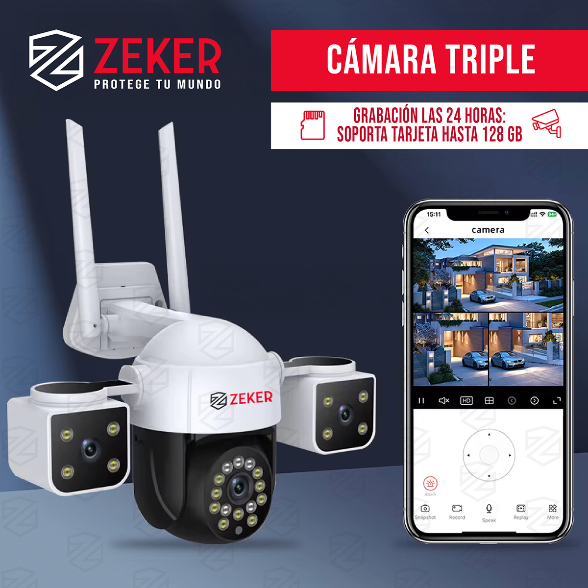 CAMARA DE SEGURIDAD HELICOPTER ZEKER 6MP 5G WIFI EXTERIOR X2 - 9