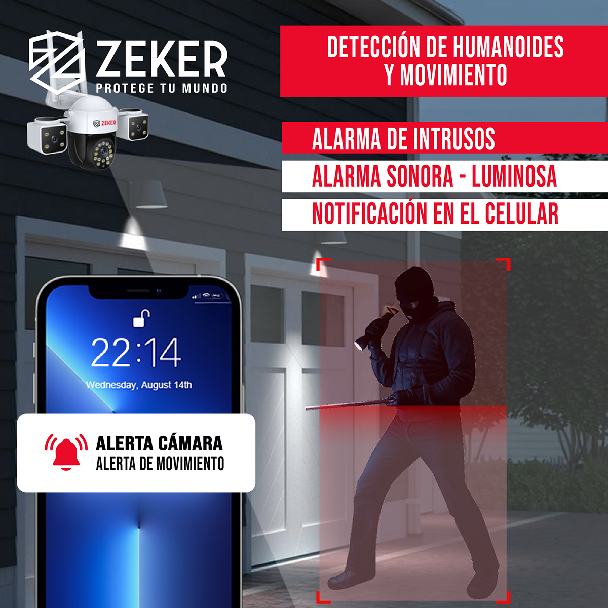 CAMARA DE SEGURIDAD HELICOPTER ZEKER 6MP 5G WIFI EXTERIOR X3 - 5