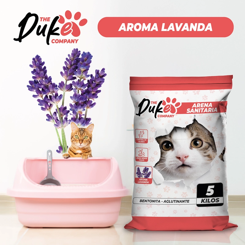 ARENA PARA GATO 5 KILOS DUKE BENTONITA AGLUTINANTE LAVANDA - 6