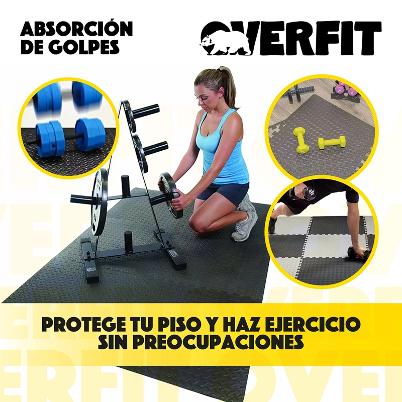 PISO GOMA EVA ALFOMBRA DEPORTIVA GIMANSIO 12MM 60X60CM X16UN - 9