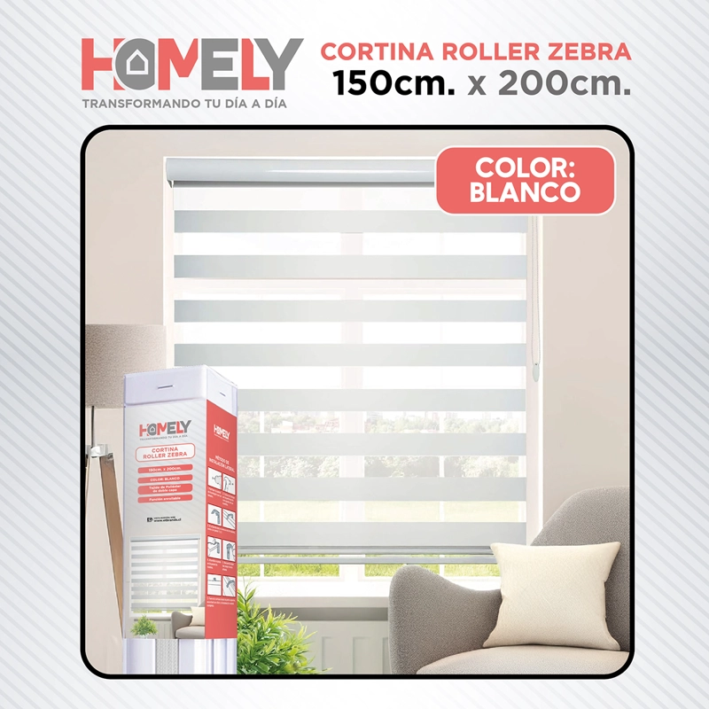 CORTINAS ROLLER DUO 100% DIA Y NOCHE ZEBRA 150X200CM HOMELY - 11