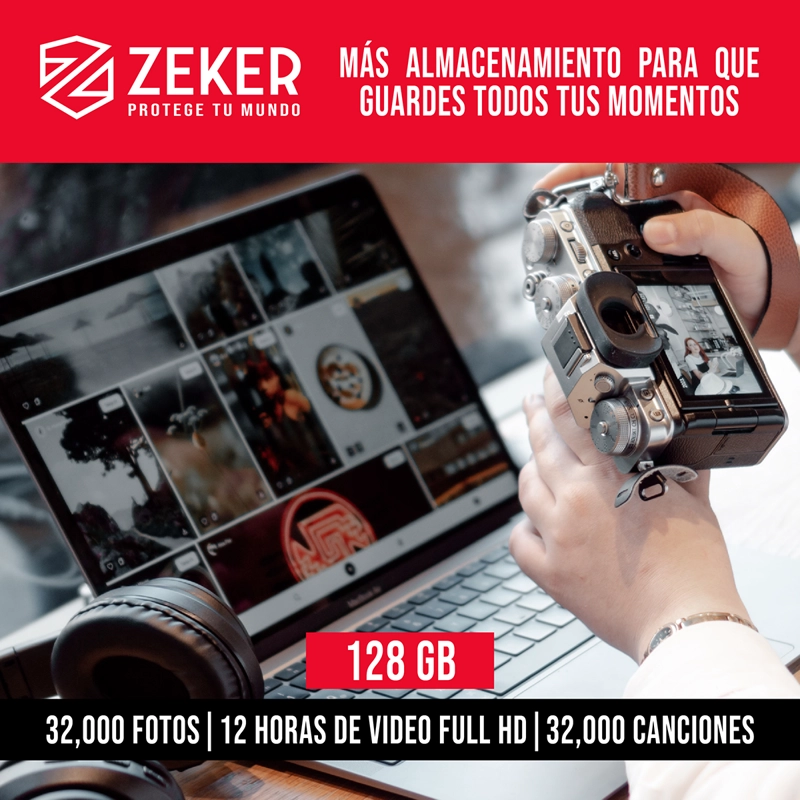 TARJETA MICRO SD MEMORIA 128 GB ZEKER 100MBPS ADAPTADOR SD - 3
