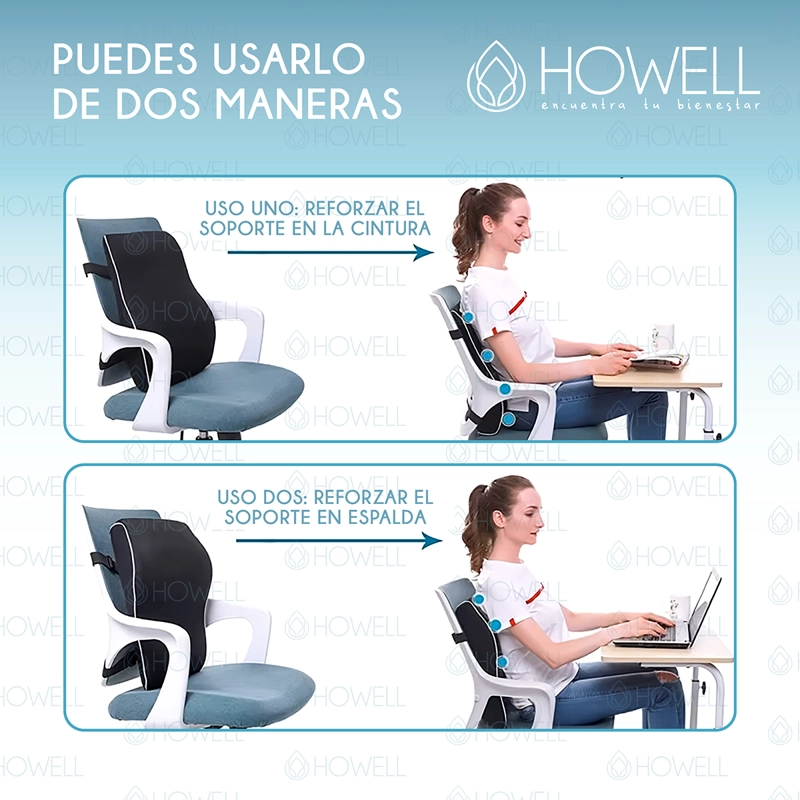 COJIN LUMBAR ORTOPEDICO 3D MESH HOWELL ESPALDA MEMORY DORSAL - 5