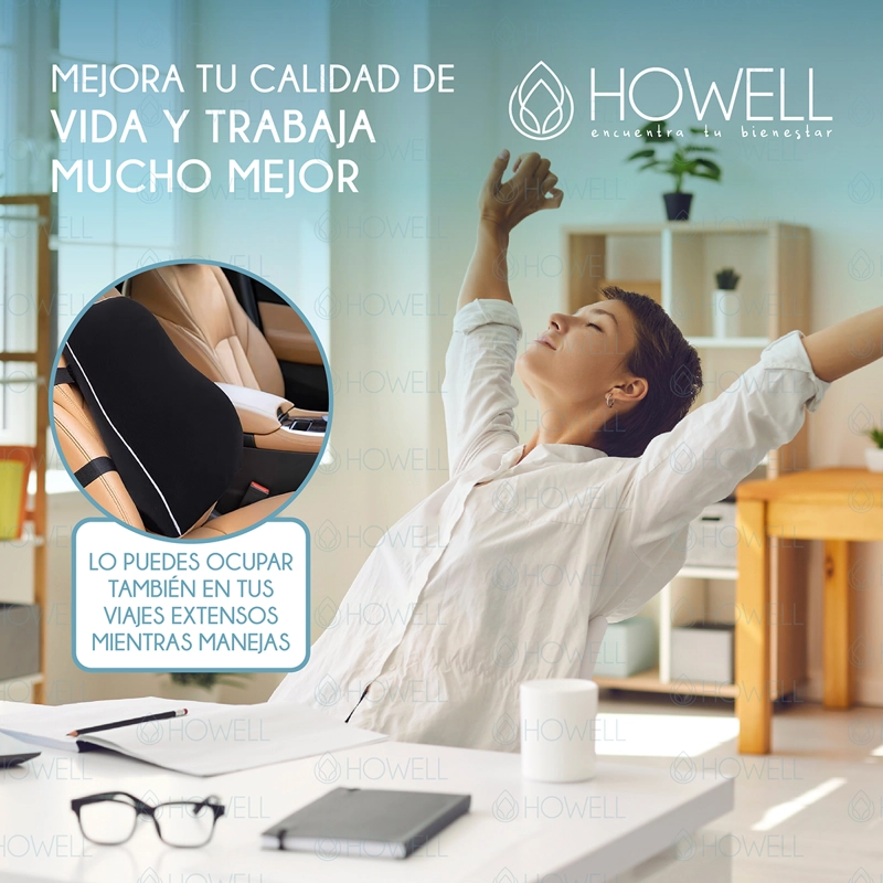 COJIN LUMBAR ORTOPEDICO 3D MESH HOWELL ESPALDA MEMORY DORSAL - 7