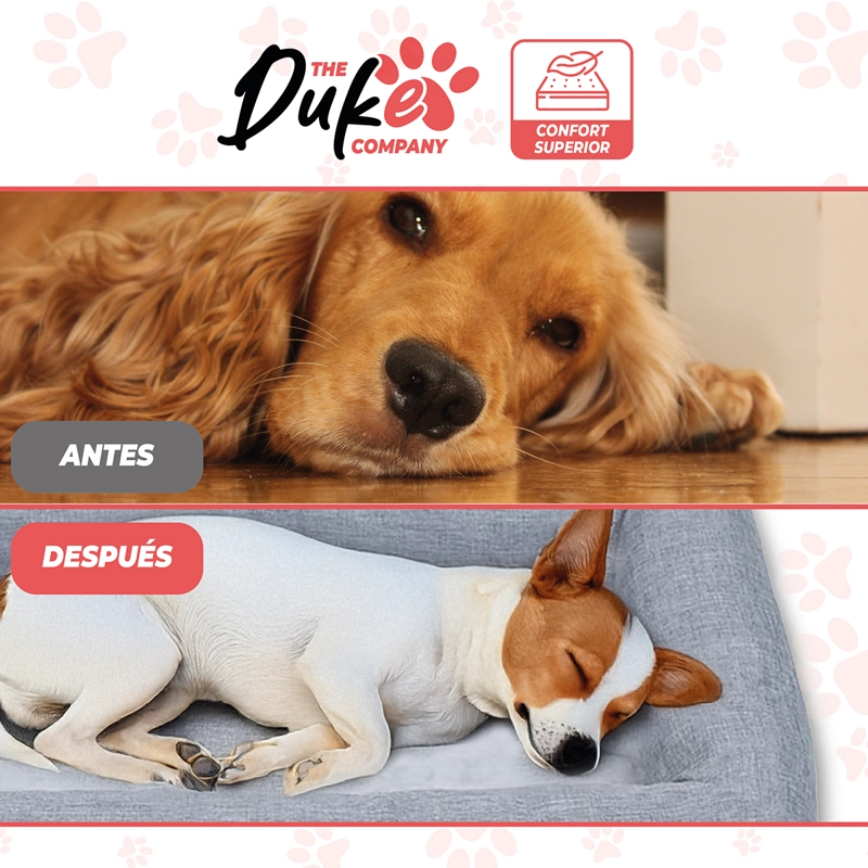 CAMA DE PERRO CUADRADA DUKE TALLA M 73 X 50 X 16 CM GRIS - 5