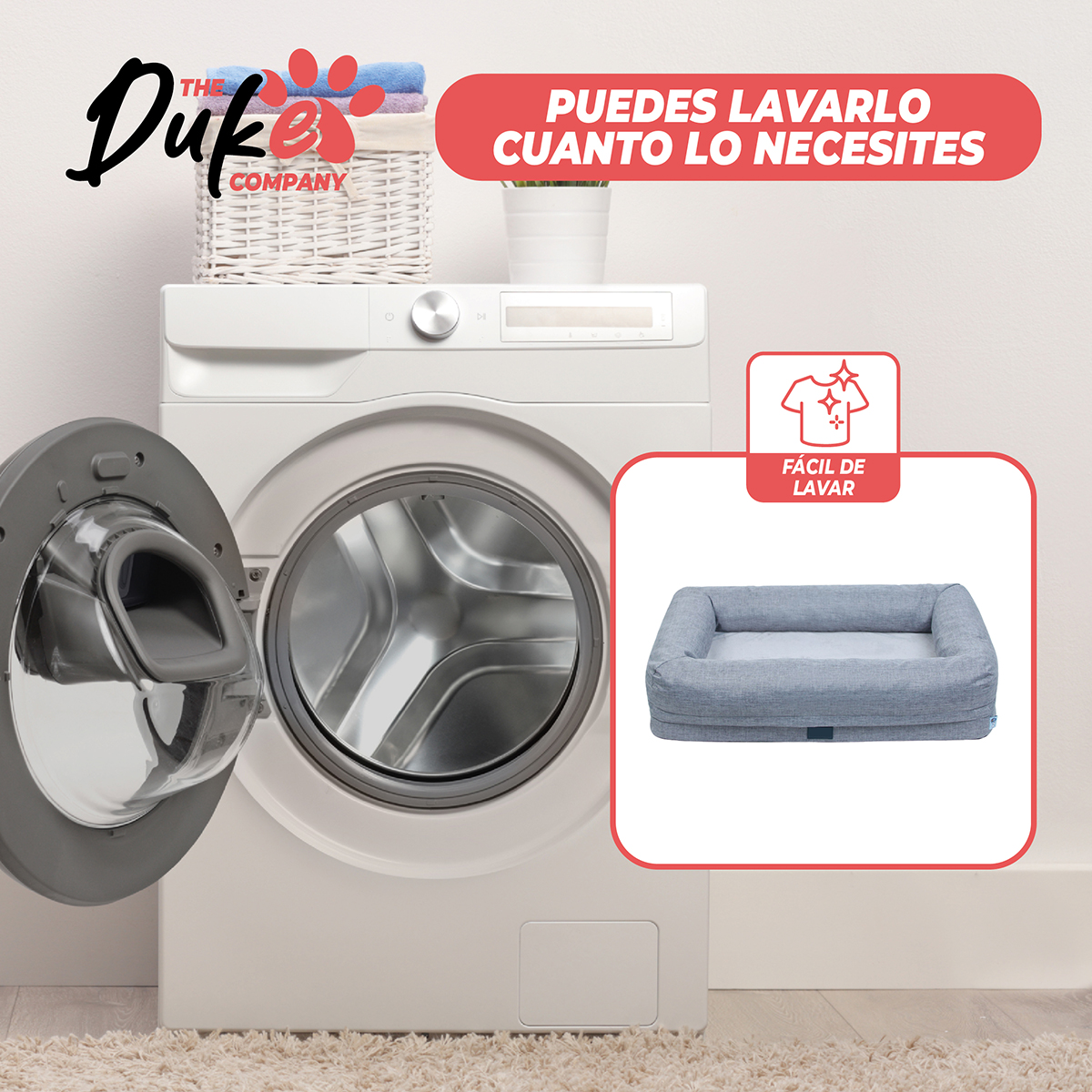 CAMA DE PERRO CUADRADA DUKE TALLA M 73 X 50 X 16 CM GRIS - 6