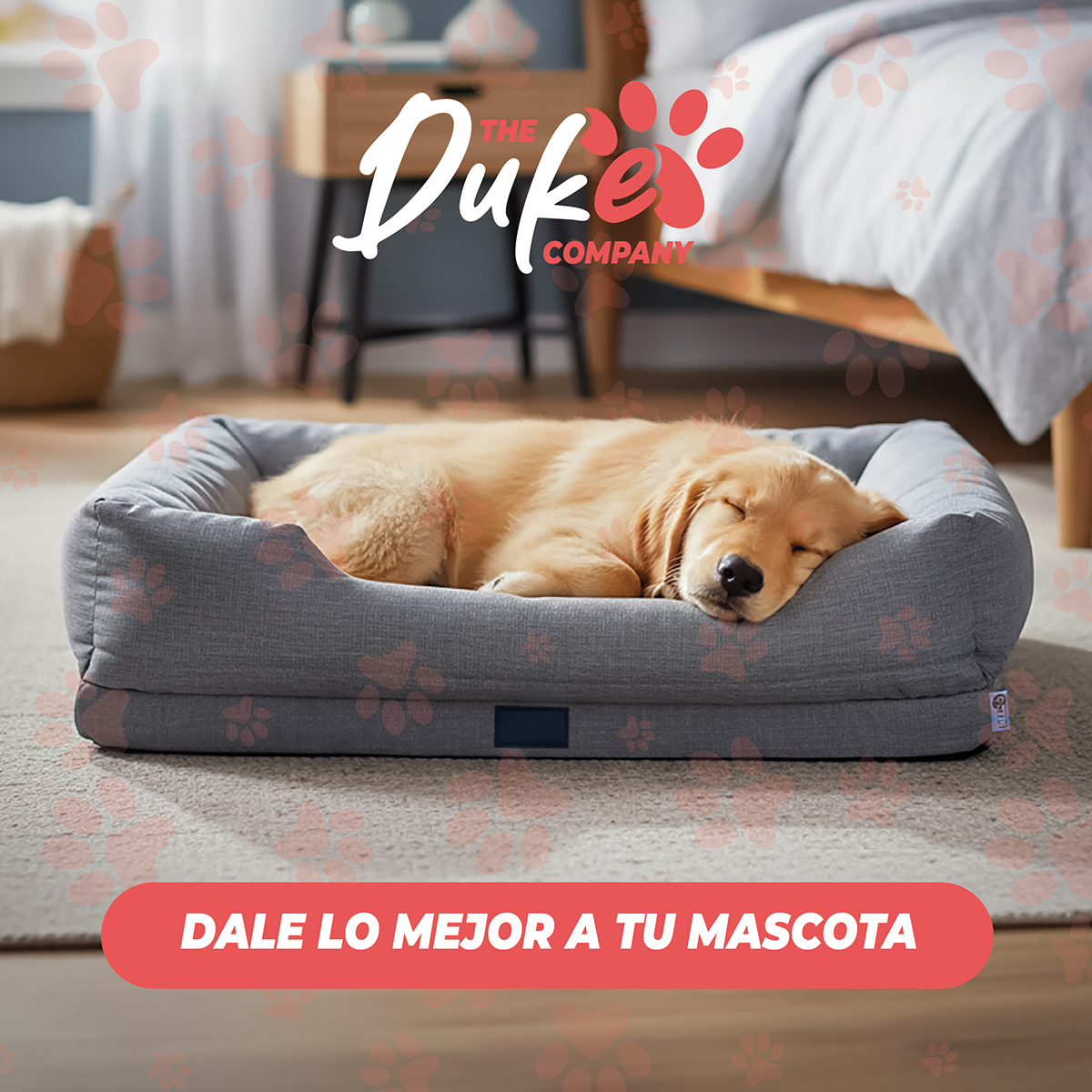 CAMA DE PERRO CUADRADA DUKE TALLA M 73 X 50 X 16 CM GRIS - 8