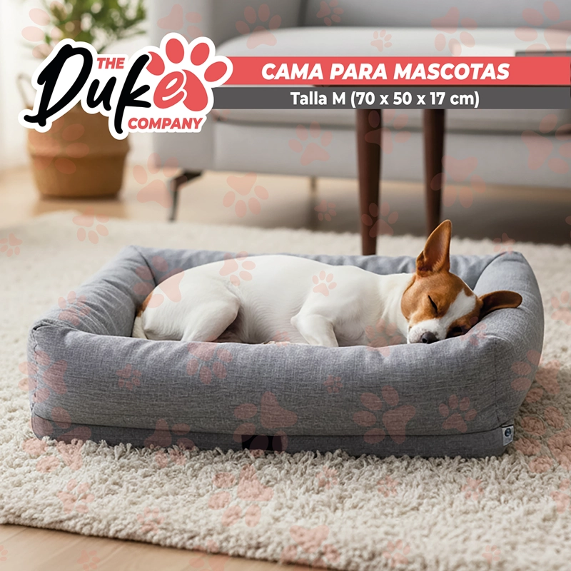 CAMA DE PERRO CUADRADA DUKE TALLA M 73 X 50 X 16 CM GRIS - 9