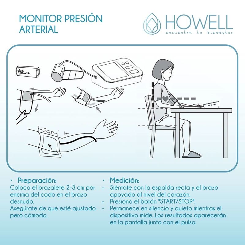 TENSIOMETRO V2 TOMA PRESION DIGITAL PRO HOWELL USB BATERIA - 4