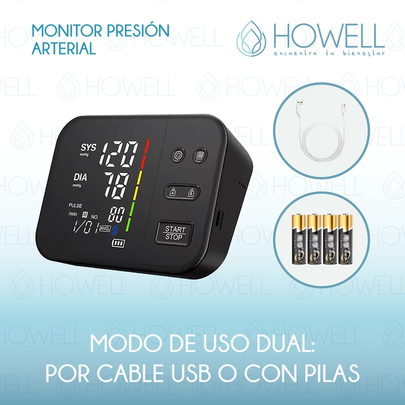 TENSIOMETRO V2 TOMA PRESION DIGITAL PRO HOWELL USB BATERIA - 8