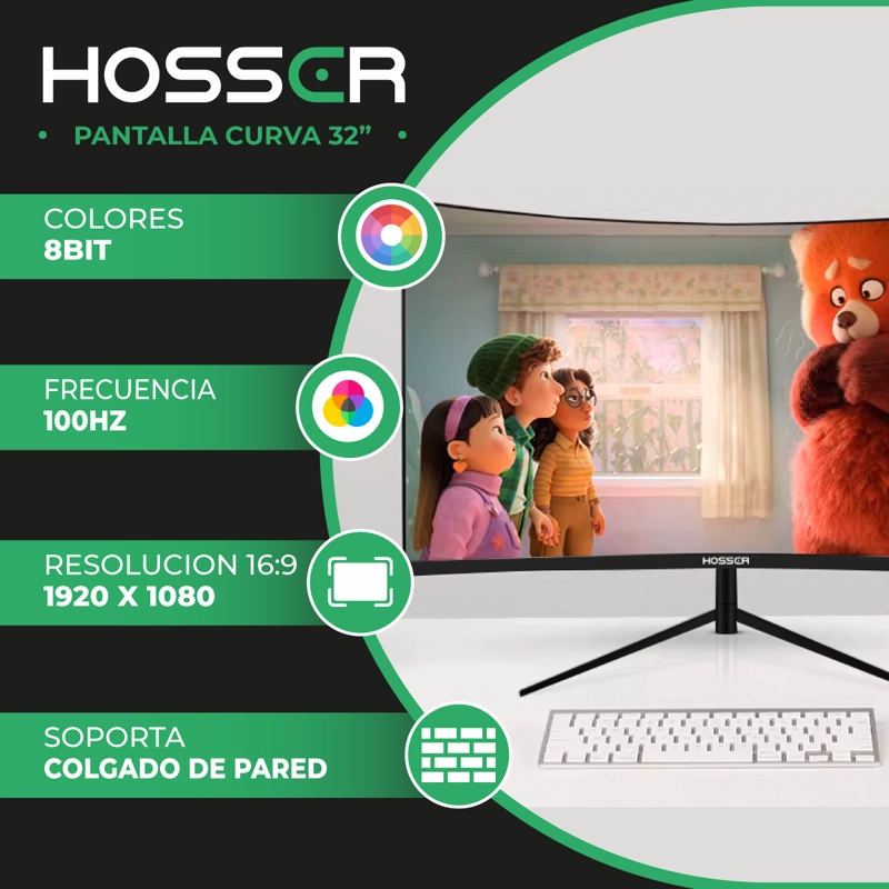 MONITOR PC GAMER CURVO 32 PULGADAS HOSSER FHD GAMING - 2