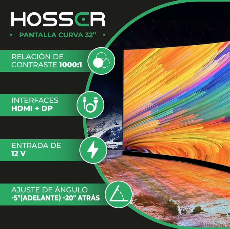 MONITOR PC GAMER CURVO 32 PULGADAS HOSSER FHD GAMING - 3