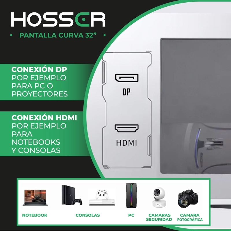 MONITOR PC GAMER CURVO 32 PULGADAS HOSSER FHD GAMING - 4