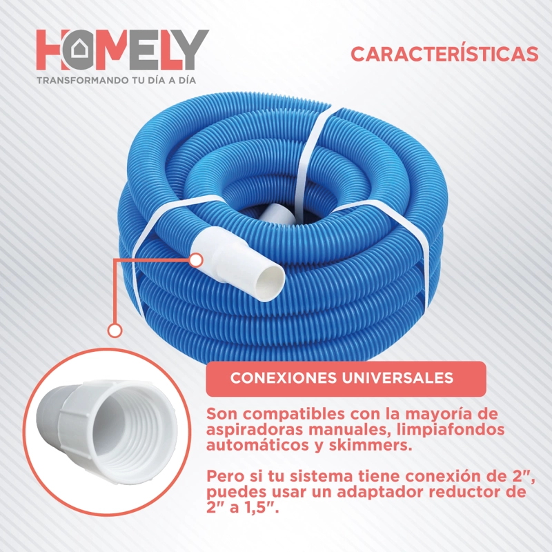MANGUERA PARA PISCINA 15M LIMPIAFONDOS HOMELY PVC 38MM - 2