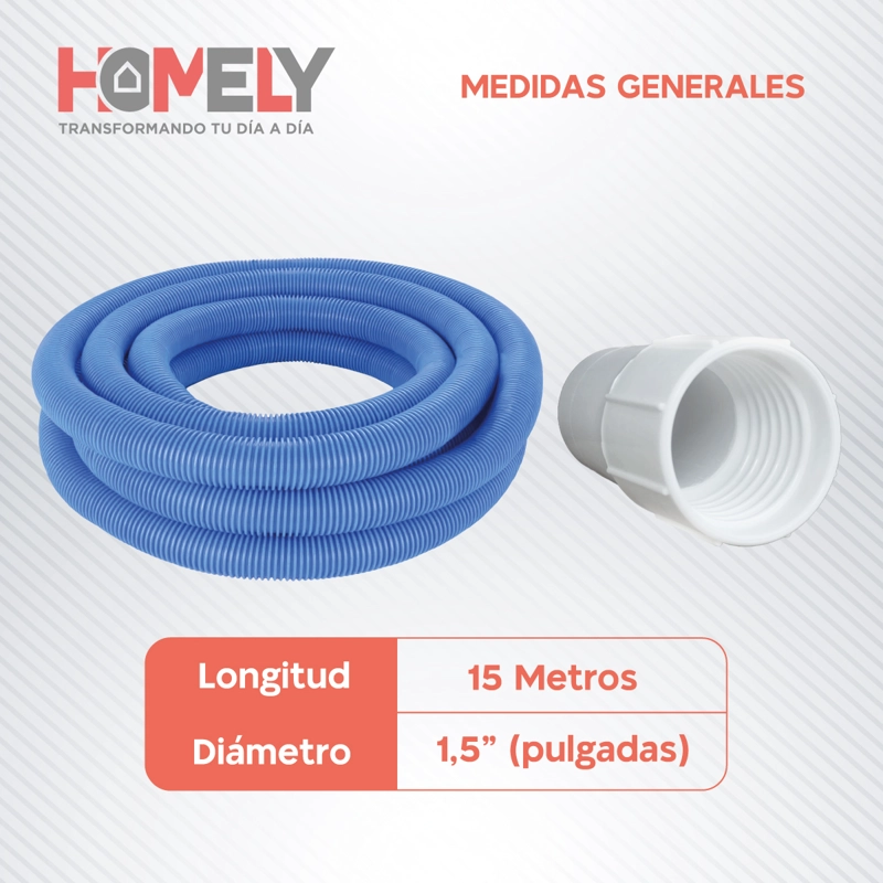 MANGUERA PARA PISCINA 15M LIMPIAFONDOS HOMELY PVC 38MM - 3
