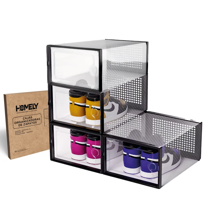 CAJA ORGANIZADOR DE ZAPATOS HOMELY ZAPATERO APILABLE SET X4 - 1
