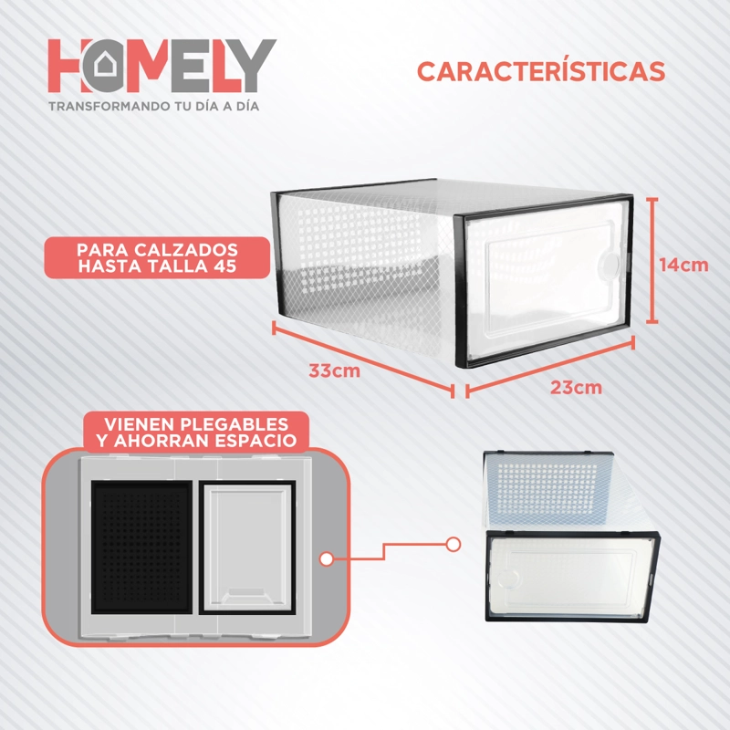 CAJA ORGANIZADOR DE ZAPATOS HOMELY ZAPATERO APILABLE SET X4 - 2