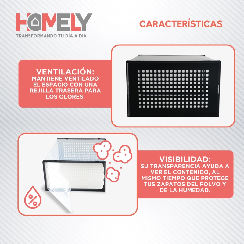 CAJA ORGANIZADOR DE ZAPATOS HOMELY ZAPATERO APILABLE SET X4 - 5
