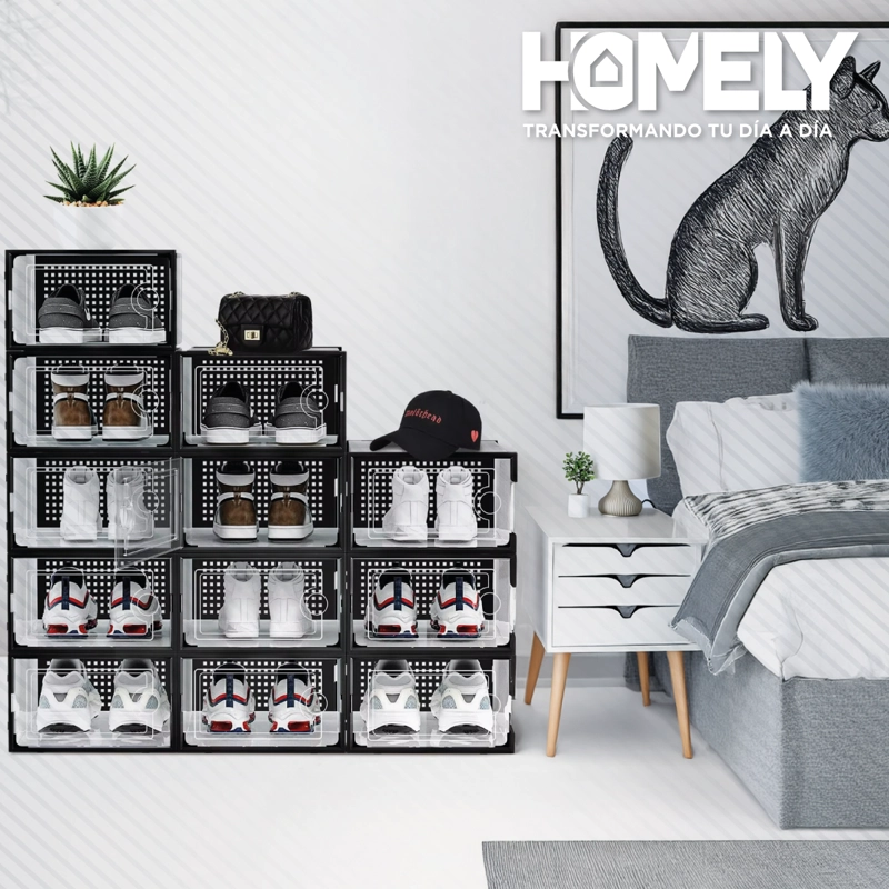 CAJA ORGANIZADOR DE ZAPATOS HOMELY ZAPATERO APILABLE SET X4 - 8
