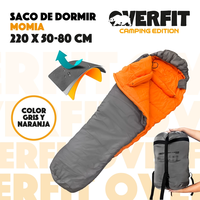 SACO DE DORMIR TERMICO 0 A 15 GRADOS MOMIA OVERFIT CAMPING - 4