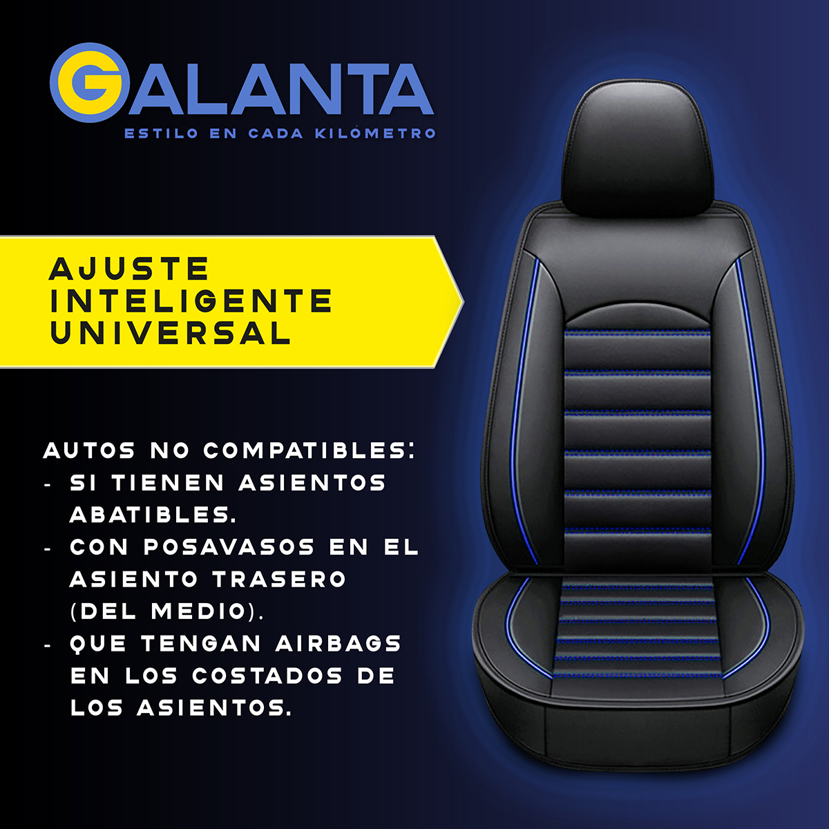 FUNDA CUBRE ASIENTO GALANTA ECO CUERO SET 5 ASIENTOS LUXURY - 2