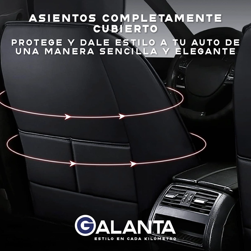 FUNDA CUBRE ASIENTO GALANTA ECO CUERO SET 5 ASIENTOS LUXURY - 7