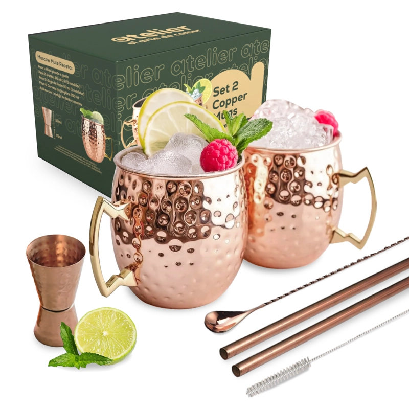 MUGS COBRE MOSCOW MULE VASOS COCTEL ATELIER 500 ML SET X2 - 1