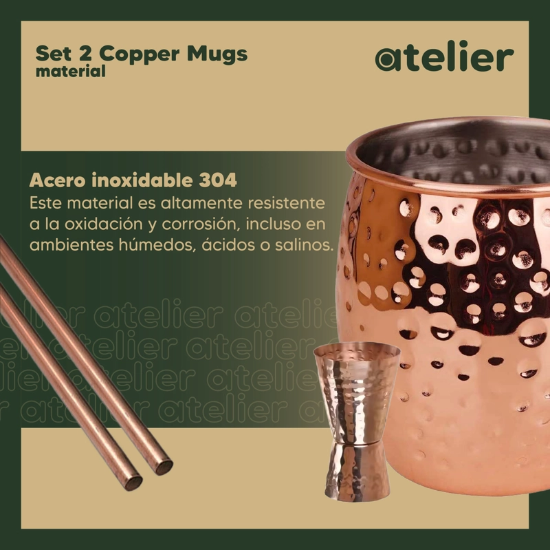 MUGS COBRE MOSCOW MULE VASOS COCTEL ATELIER 500 ML SET X2 - 3