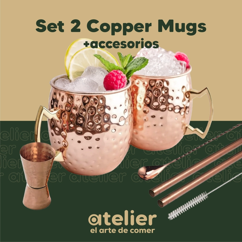 MUGS COBRE MOSCOW MULE VASOS COCTEL ATELIER 500 ML SET X2 - 6
