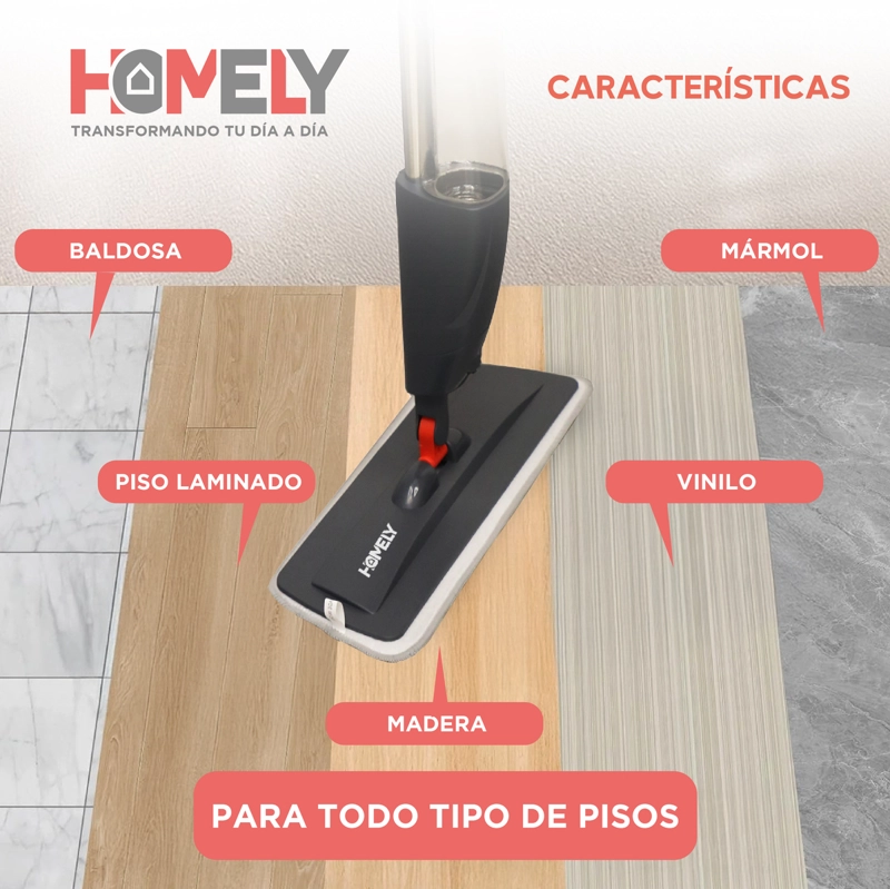 MOPA PLANA 360° SPRAY PULVERIZADOR HOMELY MICROFIBRA LAVABLE - 6