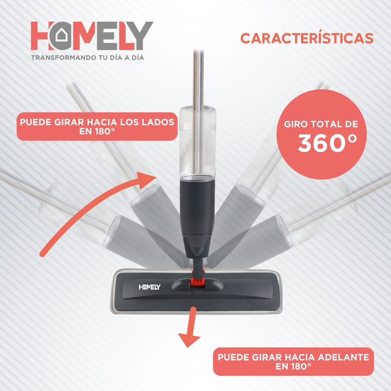 MOPA PLANA 360° SPRAY PULVERIZADOR HOMELY MICROFIBRA LAVABLE - 7