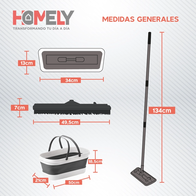 MOPA PLANA GIRATORIA 360° BALDE PLEGABLE HOMELY MICROFIBRA - 2