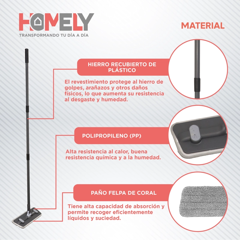 MOPA PLANA GIRATORIA 360° BALDE PLEGABLE HOMELY MICROFIBRA - 3