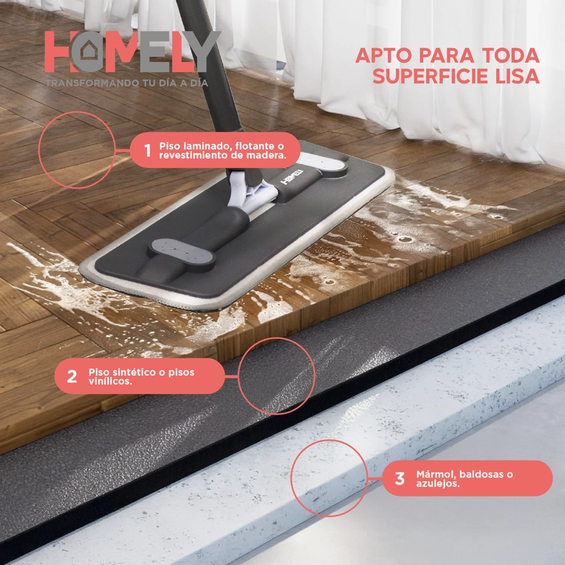 MOPA PLANA GIRATORIA 360° BALDE PLEGABLE HOMELY MICROFIBRA - 4