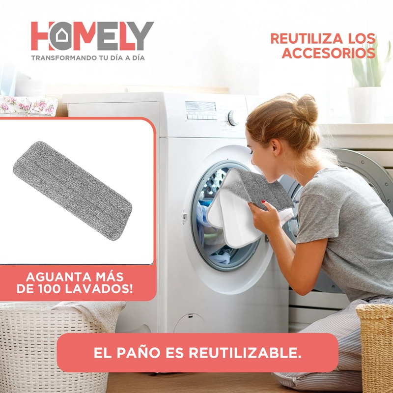 MOPA PLANA GIRATORIA 360° BALDE PLEGABLE HOMELY MICROFIBRA - 5
