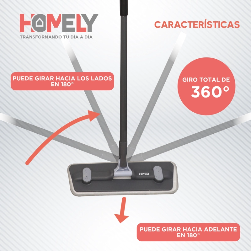 MOPA PLANA GIRATORIA 360° BALDE PLEGABLE HOMELY MICROFIBRA - 7