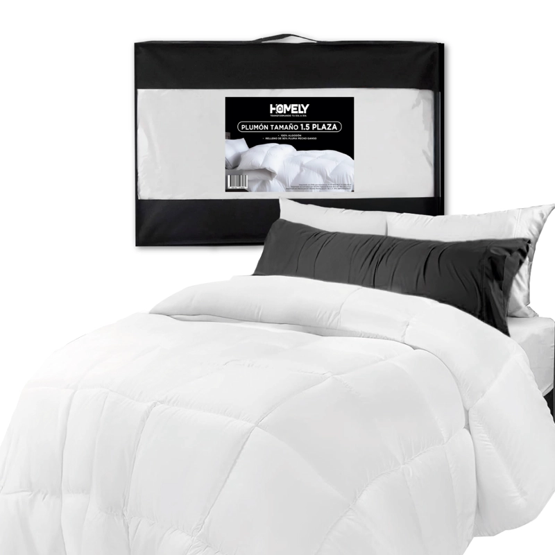 CUBRECAMA COBERTOR 1.5 PLAZAS 90% PLUMA PECHO GANSO HOMELY - 1