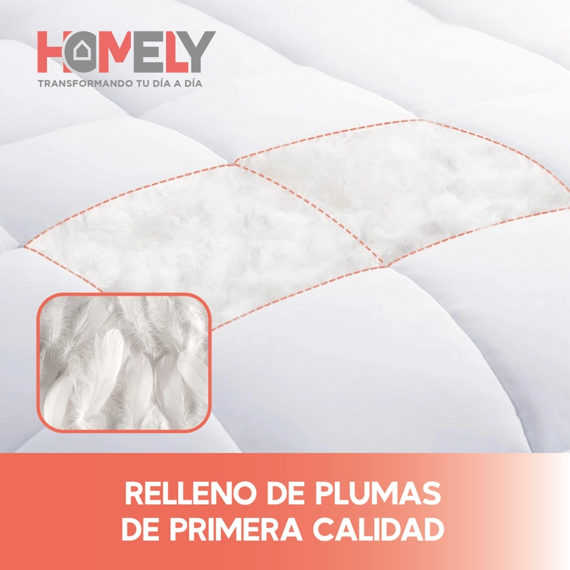 CUBRECAMA COBERTOR 1.5 PLAZAS 90% PLUMA PECHO GANSO HOMELY - 5