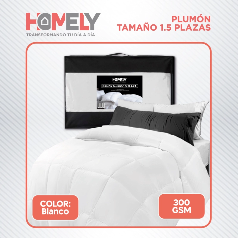 CUBRECAMA COBERTOR 1.5 PLAZAS 90% PLUMA PECHO GANSO HOMELY - 9