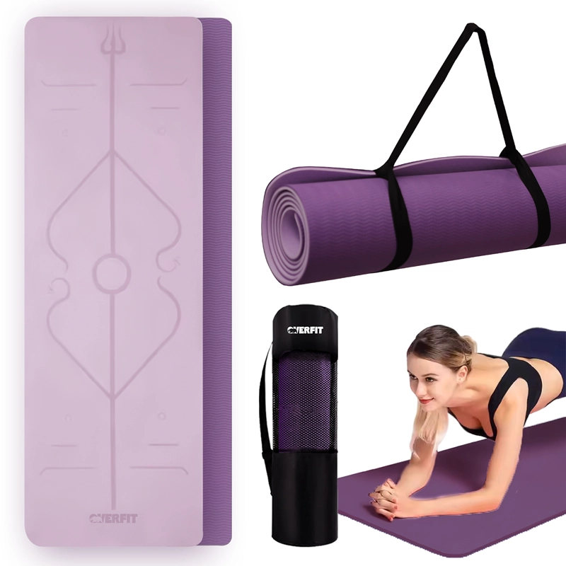 MAT YOGA TPE 8MM OVERFIT EJERCICIO ALFOMBRA CON LINEAS GUIA - 1