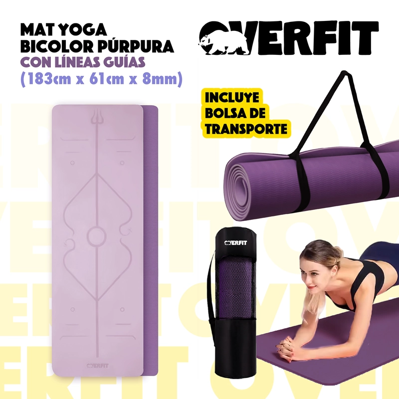 MAT YOGA TPE 8MM OVERFIT EJERCICIO ALFOMBRA CON LINEAS GUIA - 7