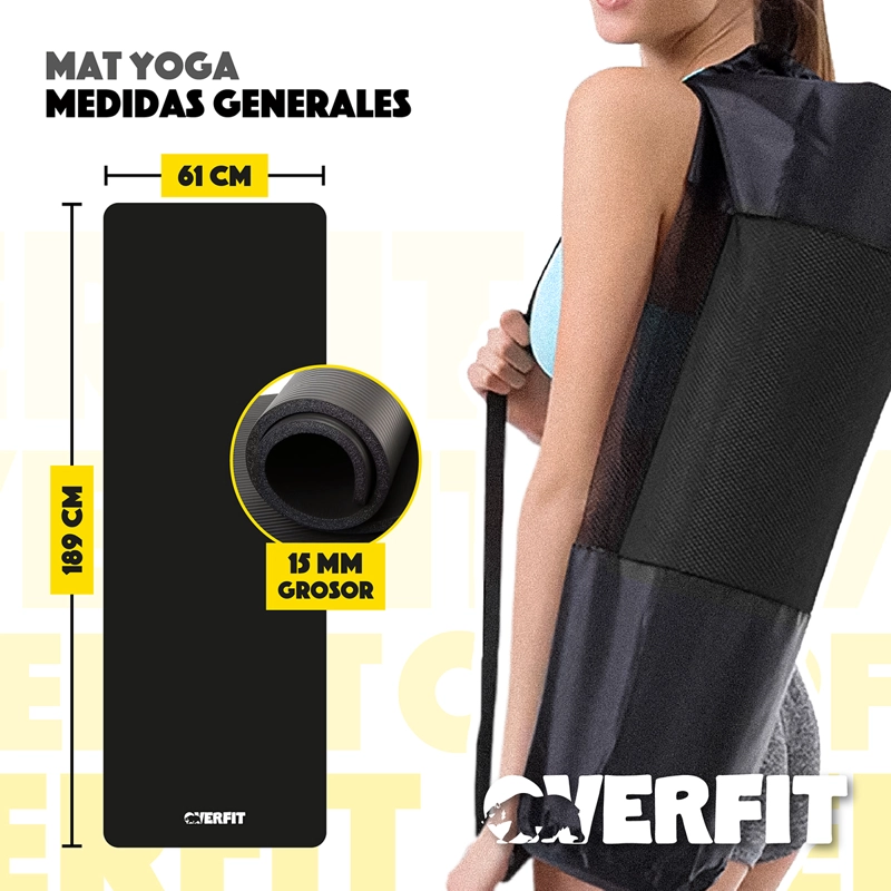 MAT YOGA NBR 15MM OVERFIT EJERCICIO ALFOMBRA ANTIDESLIZANTE - 2
