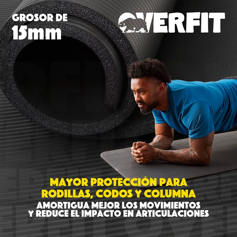 MAT YOGA NBR 15MM OVERFIT EJERCICIO ALFOMBRA ANTIDESLIZANTE - 4