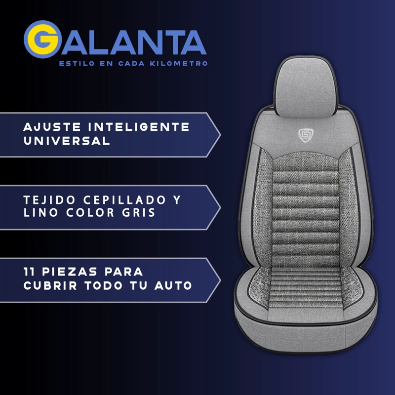 FUNDA CUBRE ASIENTO LINO PU GALANTA SET 5 ASIENTOS LUXURY - 2
