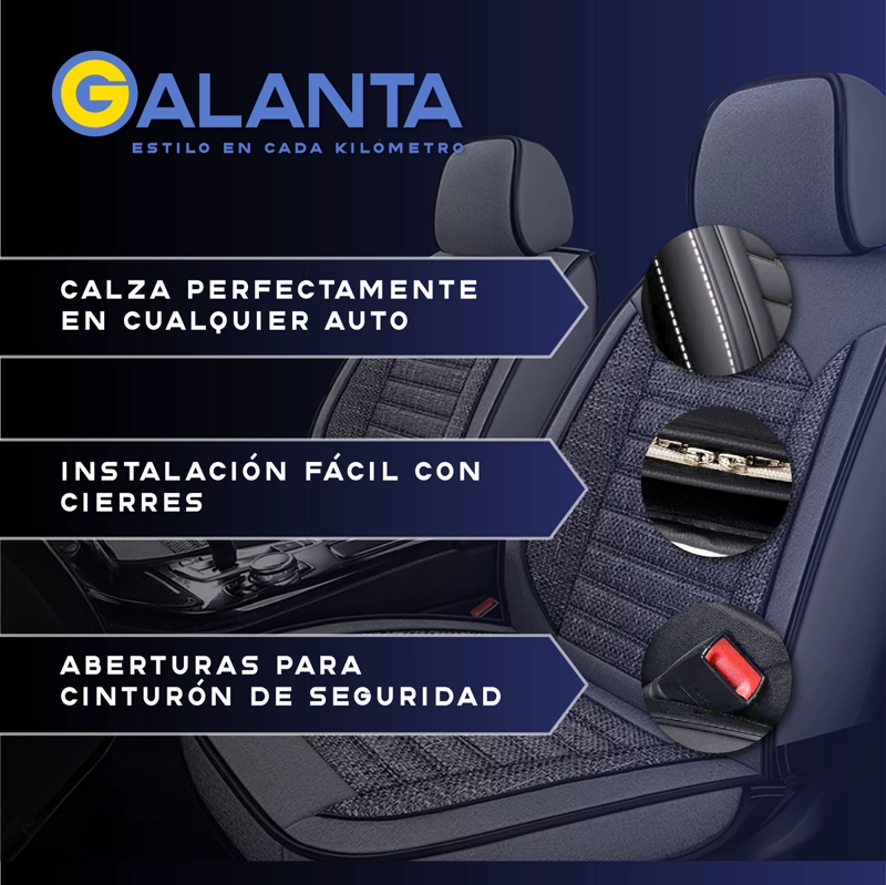FUNDA CUBRE ASIENTO LINO PU GALANTA SET 5 ASIENTOS LUXURY - 6