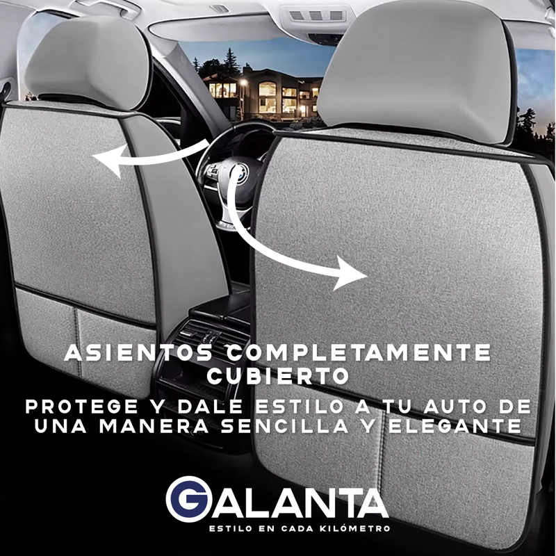 FUNDA CUBRE ASIENTO LINO PU GALANTA SET 5 ASIENTOS LUXURY - 7